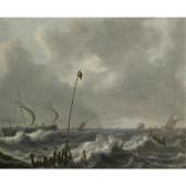 WATERLOO Denys 1600-1600,SHIPS OFF A JETTY IN A ROUGH SEA,Sotheby's GB 2007-07-03