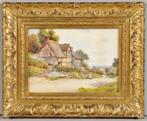 WATERS Alfred A 1849-1912,Figures by a Thatched Cottage,Skinner US 2015-10-09
