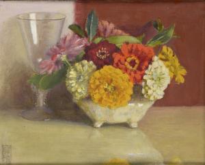 WATERS F. Boyd 1879-1967,STILL LIFE WITH FLOWERS AND A WINE GLASS,Mellors & Kirk GB 2017-09-20