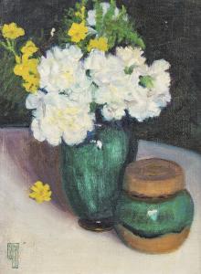 WATERS F. Boyd 1879-1967,YELLOW AND WHITE BOUQUET IN A GREEN POT,Sotheby's GB 2018-09-12