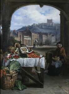 WATERS G.S,Fruit stall, Dover, with high street and castle,1858,Bonhams GB 2008-03-20