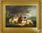 WATERS Susan Catherine M 1823-1900,A young woman with a flock of sheep,1876,Pook & Pook 2021-10-01