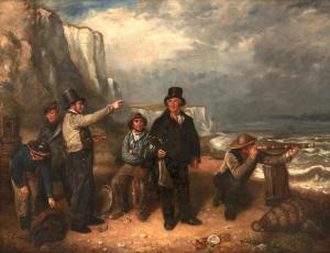 WATERS William E. Richard 1813-1880,Figures Awaiting a Ferry by the Shore,1851,Skinner US 2023-11-02