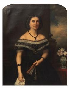 WATERS William E. Richard,Portrait of a lady wearing black dress with lace t,1860,Keys 2019-03-29