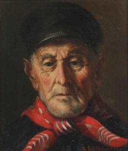 WATERSCHOOT Alfons 1931,Portret van een boer,Bernaerts BE 2013-06-10