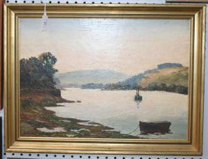 watherton,View of an Estuary with Boats,Tooveys Auction GB 2009-10-06