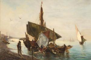 WATKIN WC,marine scene with fishing vessels,1908,Dallas Auction US 2016-02-24