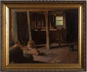 WATKINS ANTHONY 1953,Interior Barn Scene with Pigeons, Lincoln,1984,Brunk Auctions US 2019-12-05