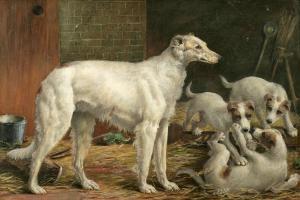 WATKINS Frank,Spain and Puppies; Three Borzois,1891,Bonhams GB 2013-02-13