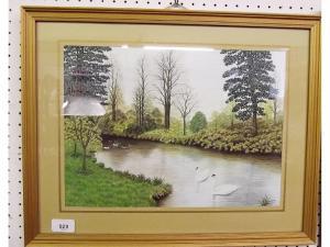 WATKINS Hilda,Scene with swans,Smiths of Newent Auctioneers GB 2016-04-08