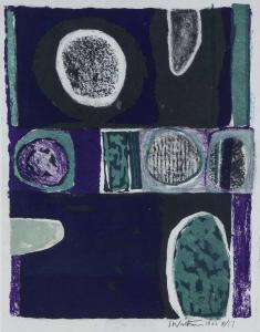 WATKINS ISLWYN 1928-2018,purple and green abstract,1962,Rogers Jones & Co GB 2023-11-18