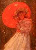WATKINS John Samuel 1866-1942,Girl with a Red Umbrella,1942,Bonhams & Goodman AU 2008-03-02