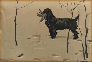 WATKINS PITCHFORD Denys James,A dog with a bird,1932,Bellmans Fine Art Auctioneers 2021-11-16