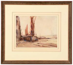 WATKINS William Reginald 1890,Thames barges at low tide,Anderson & Garland GB 2019-06-18