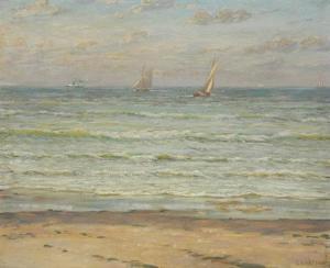 WATSON Charles A 1857-1923,Seascape with Sailboats,Weschler's US 2016-09-16