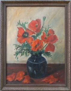 WATSON james george 1887,Red Flowers in a Vase,Burchard US 2010-01-24