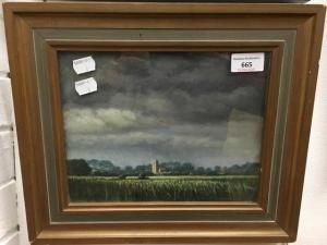 WATSON Leslie Joseph 1906-1992,Church in Landscape with Storm Approachi,Rowley Fine Art Auctioneers 2019-04-13