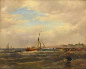 WATSON Robert F 1815-1885,Fishing smack off coast in squally waters,1854,Tennant's GB 2021-03-20