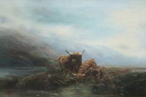 WATSON W.B 1800-1900,late 19th century- Highland cattle in a mountain r,Rosebery's GB 2008-01-08