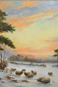 WATSON William Henry,snowy winter landscape with various sheep,Lawrences of Bletchingley 2019-09-10