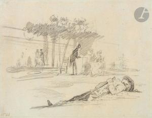 WATTEAU DE LILLE Francois L. Joseph 1758-1823,La Sieste au parc,Ader FR 2023-03-23