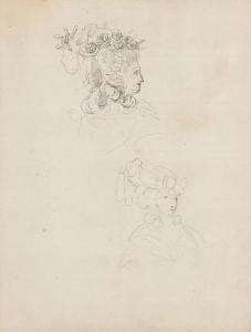 WATTEAU DE LILLE Francois L. Joseph,têtes de jeunes femmes au chapeau,Christie's 2024-03-20