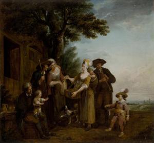 WATTEAU DE LILLE Louis Joseph 1731-1798,Pastoral scene with rustic figures, childre,1781,Rosebery's 2024-02-27