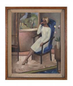 WATTERS Una 1900-1900,Blonde in a Blue Chair,1957,Adams IE 2019-12-15