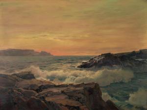WAUGH Frederick Judd 1861-1940,Waves Crashing on the Rocks at Sunset,Skinner US 2024-03-06