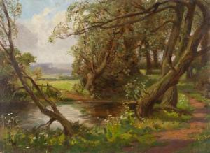 WAUGH Hal 1860-1941,THE POND AT THE BOTTOM OF SHILTON FIELD,1912,GFL Fine art AU 2022-10-26