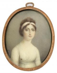 WAY Johan 1792-1873,Brustbildnis einer jungen Dame in schlichtem, weißem Kleid,Schloss DE 2016-11-26