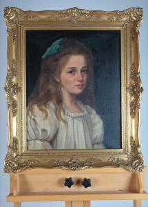 WAYNE M.G,Portrait of a Young Girl with a Blue Bow,Halls GB 2020-09-02