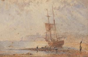 WEATHERILL George 1810-1890,A ship moored on the beach at low tide, Whitby,Bonhams GB 2024-04-24