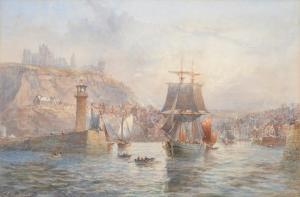 WEATHERILL Sarah Ellen 1836-1920,Whitby harbour entrance with shipping,Tennant's GB 2017-03-25