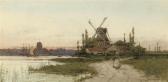 WEBB Archibald,A windmill by the coast with shipping and a town beyond,Christie's GB 2009-07-28