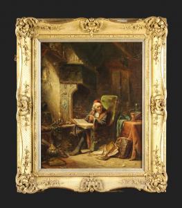 WEBB Charles Meer 1830-1895,elderly man sat in a dark interior of dishevele,Wilkinson's Auctioneers 2024-02-24