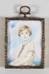 WEBB Dora 1888-1973,A young boy, seated, wearing a white smock before ,1930,Bonhams GB 2008-02-26
