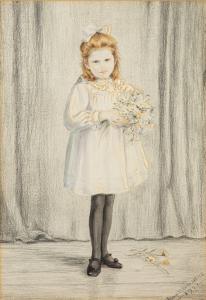 WEBB Dora 1888-1973,Portrait of a girl holding a bouquet of daisi,1921,Bearnes Hampton & Littlewood 2023-01-17