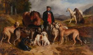 WEBB Edward Walter 1810-1851,A Keeper and His Hounds in the Scottish Highlands,Sotheby's 2023-10-06