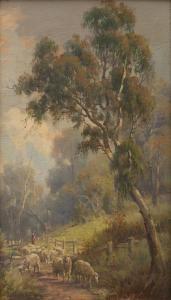 WEBB George Alfred John 1861-1886,Australian Landscape with Sheep,1861,Leonard Joel AU 2016-11-29