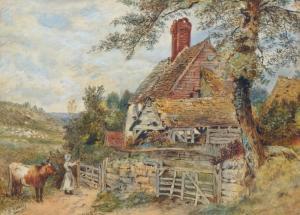 Webb Kate S,Young woman with a cow by a cottage,Rosebery's GB 2018-02-10