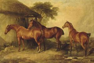 WEBB William 1790-1856,Bay hunters by a barn,Christie's GB 2015-12-15