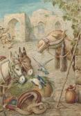 WEBBE William J,Donkeys and a camel resting at the wayside,Christie's GB 2004-03-25