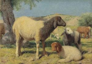 WEBBE William James 1853-1878,Sheep on Mount Zion,Christie's GB 2014-06-17
