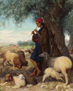WEBBE William James 1853-1878,The piping shepherd,1864,Christie's GB 2017-12-13