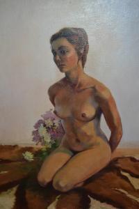 Webber A,female nude seated by a vase of flowers,Lawrences of Bletchingley GB 2017-10-17