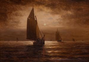 WEBBER Wesley 1839-1914,Sailing Ships in the Night,William Doyle US 2021-04-14