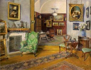 Weber Alfred Charles,Blick in den Wiener Salon eines Kunstsammlers,1923,Galerie Bassenge 2023-06-08