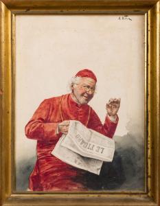 Weber Alfred Charles 1862-1922,Cardinal à la lecture du Figaro,Pestel-Debord FR 2022-05-12