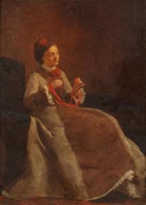 WEBER Anton 1833-1909,PORTRAIT OF WOMAN WITH SKEIN OF RED WOOL,Sloans & Kenyon US 2016-04-30